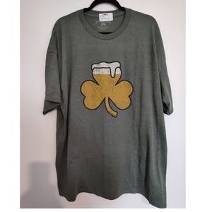 Chowdaheadz Mens St Patricks Day Beer Shamrock Graphic T-Shirt Green 2XL
